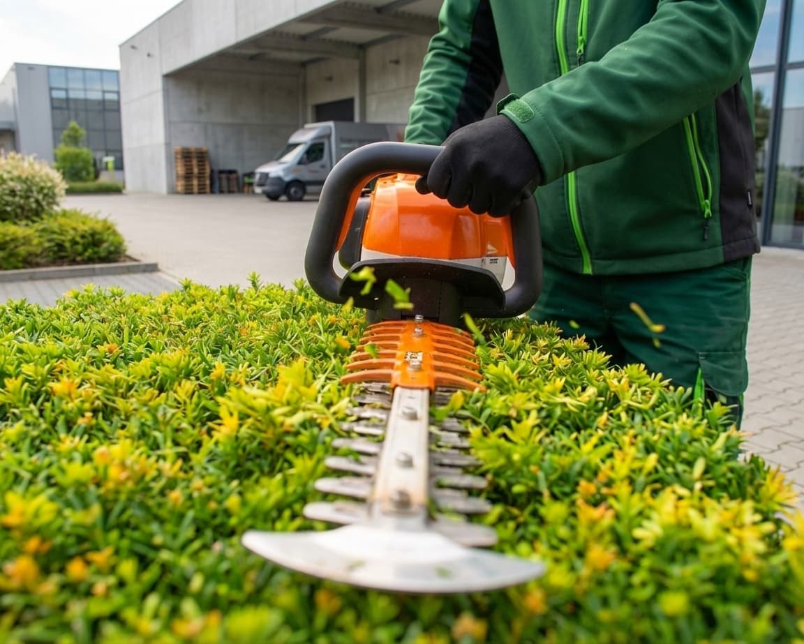 Heckenschnitt mit Heckenschere im Einsatz